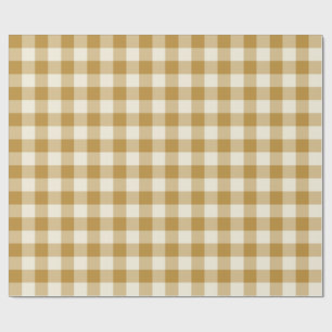 Papel De Presente Xadrez Gingham Amarelo Mostarda Clássico