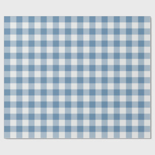 Papel De Presente Xadrez Gingham Azul Clássico empoeirado