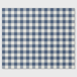 Papel De Presente Xadrez Gingham Azul Marinho Clássico