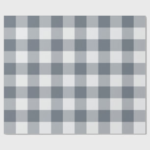 Papel De Presente Xadrez Gingham Cinza Grande