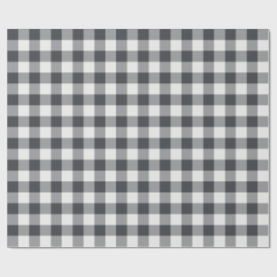 Papel De Presente Xadrez Gingham Clássico em Carvão