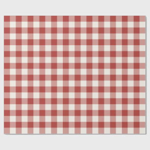 Papel De Presente Xadrez Gingham Clássico Vermelho