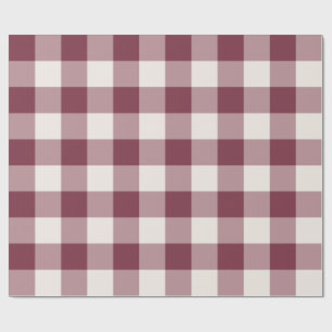 Papel De Presente Xadrez Gingham Grande Borgonha