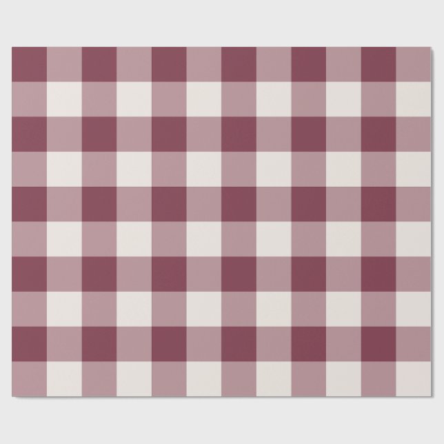 Papel De Presente Xadrez Gingham Grande Borgonha (Aberto)