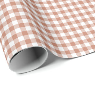 Papel De Presente Xadrez Gingham Marrom