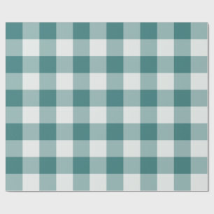 Papel De Presente Xadrez Gingham Verde Azulado Grande