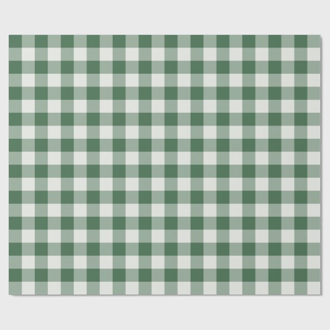 Papel de Presente Xadrez Gingham Verde Floresta Cl (Aberto)