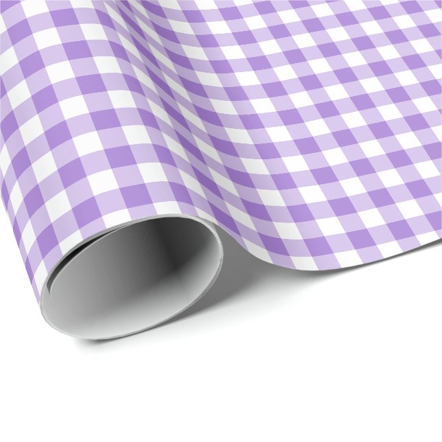 Papel De Presente Xadrez Gingham Violeta (Ponta do rolo)