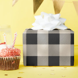 Papel De Presente Xadrez Glam Tan Black Buffalo