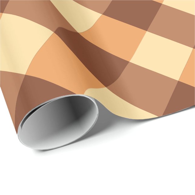 Papel De Presente Xadrez grande de búfalo, marrom claro e amarelo do (Ponta do rolo)