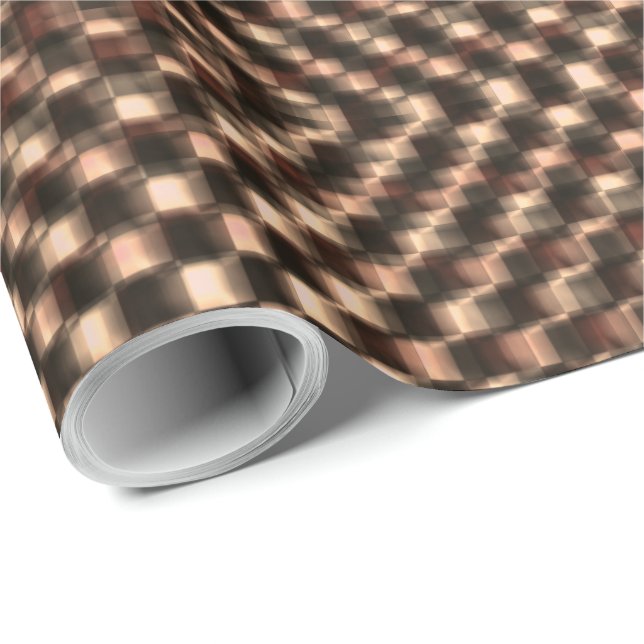 Papel De Presente Xadrez marrom sujo e confuso sobre o outro (Ponta do rolo)