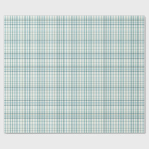 Papel De Presente Xadrez Micro-Verde Água Silenciado
