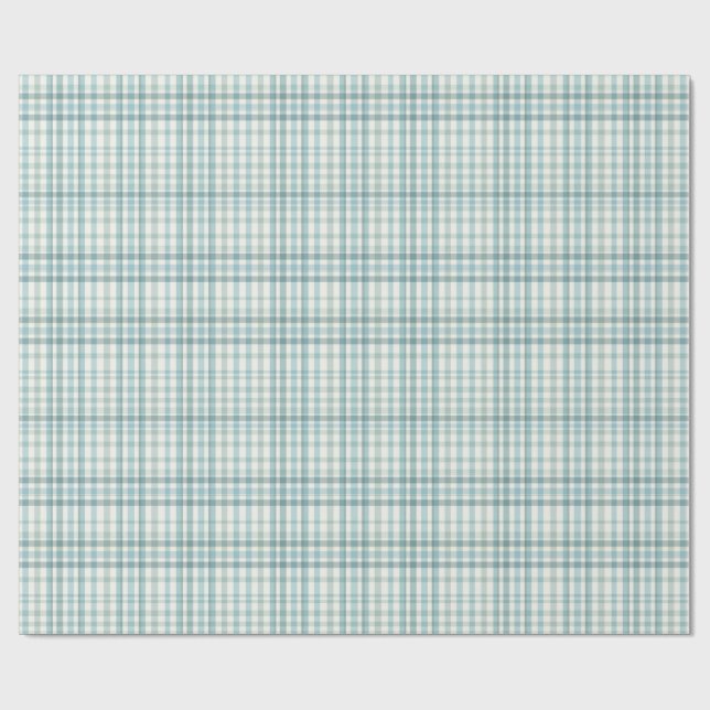 Papel De Presente Xadrez Micro-Verde Água Silenciado (Aberto)
