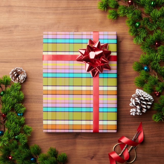 Papel De Presente Xadrez natural F (Presente de Natal)