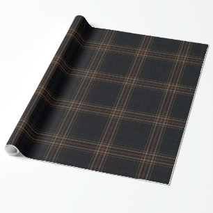 Papel De Presente Xadrez Negra de Tartan Vermelho
