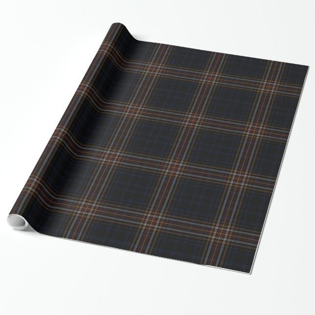 Papel De Presente Xadrez Negra de Tartan Vermelho (Desenrolado)