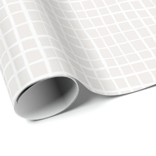 Papel De Presente Xadrez neutro bege branco Grade geométrica simples