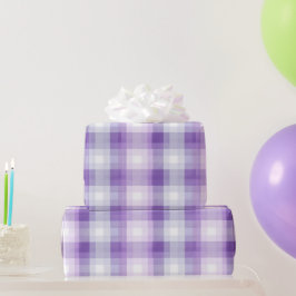 Papel De Presente Xadrez Pastel Branco Lavanda com Padrão Névoa