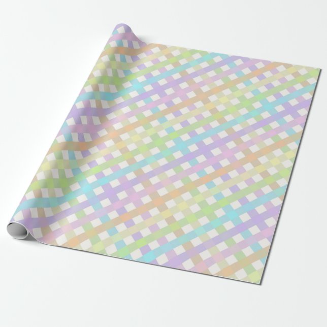 Papel De Presente Xadrez Pastel Rainbow Gingham (Desenrolado)