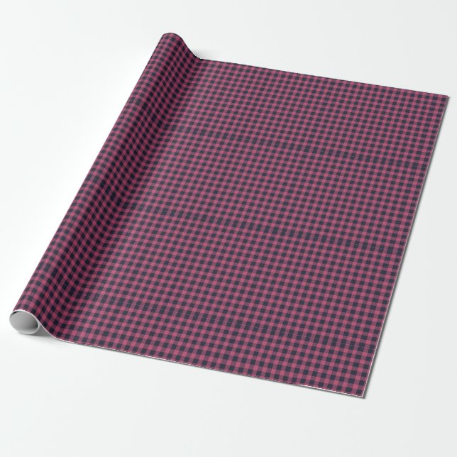Papel De Presente Xadrez Pixel Buffalo Ousado Rosa Azul Marinho (Desenrolado)