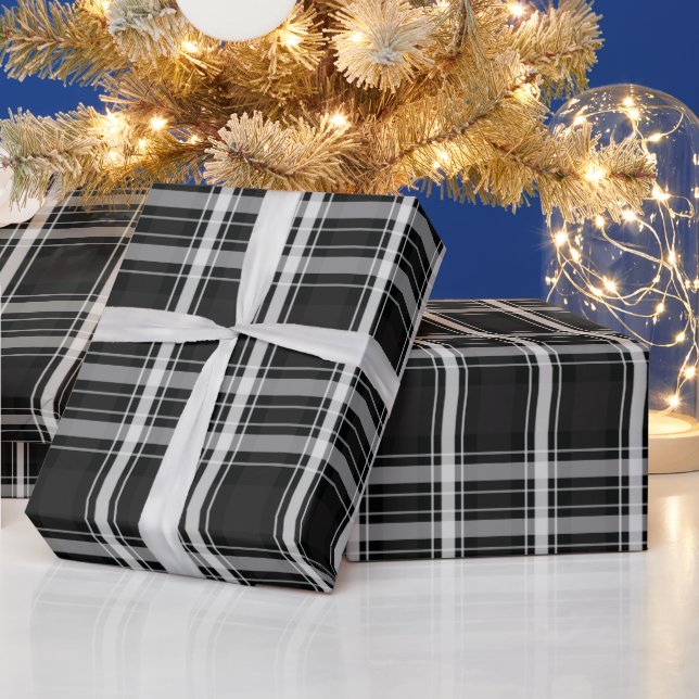 Papel De Presente Xadrez Preta e Cinza (Feriados)