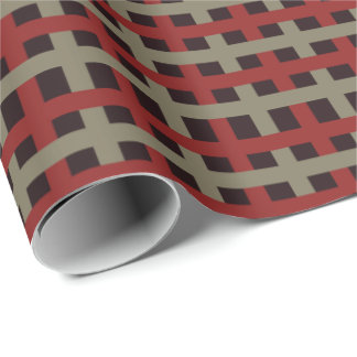 Papel De Presente Xadrez Preto do Natal do Sage Vermelho Moderno