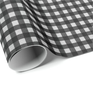 Papel De Presente Xadrez preto e branco