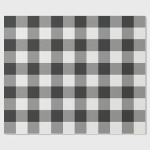 Papel De Presente Xadrez Preto e Branco Grande Gingham Plaid