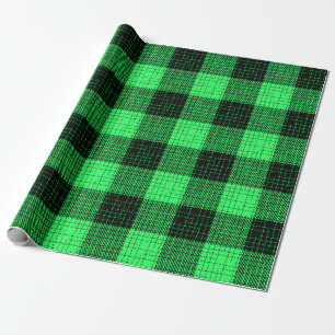 Papel De Presente Xadrez Preto Verde
