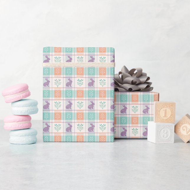 Papel De Presente Xadrez Quadriculado Páscoa   (Chá de bebê)