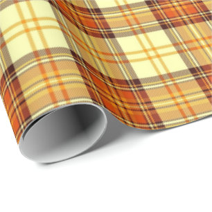 Papel De Presente Xadrez quente de outono