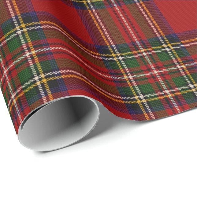 Papel De Presente Xadrez Real Stewart Clan Tartan (Ponta do rolo)