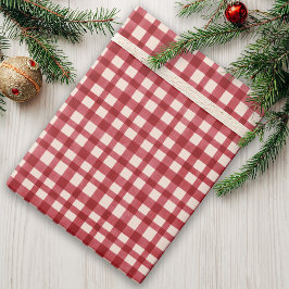 Papel De Presente Xadrez Red Gingham Natal Mínimo Tradicional
