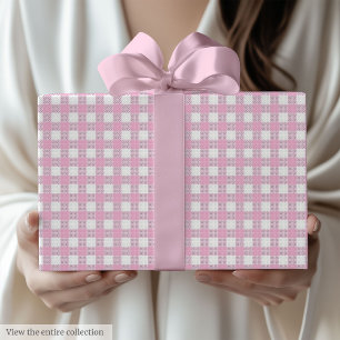 Papel de Presente Xadrez Rosa Claro Chic para 60º