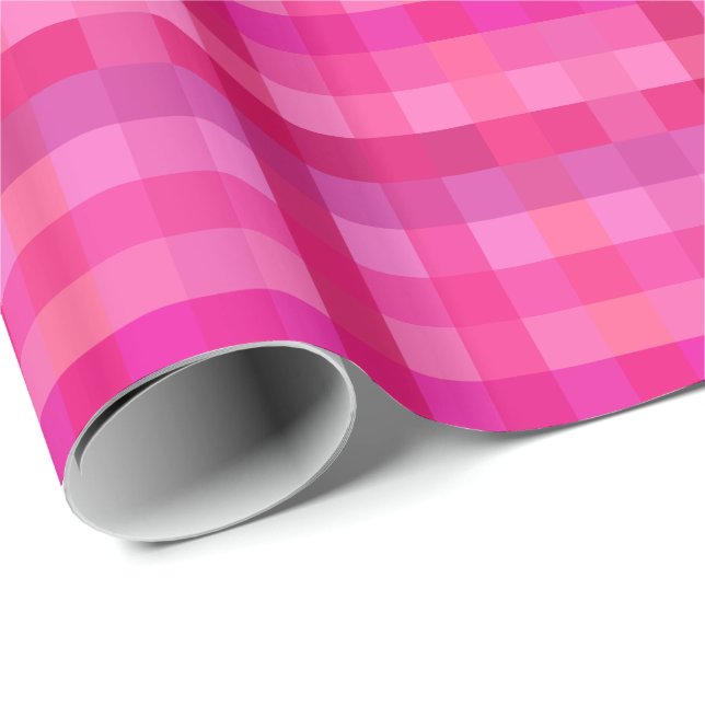 Papel De Presente Xadrez rosa e lavanda (Ponta do rolo)