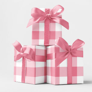 Papel De Presente Xadrez Rosa Enorme