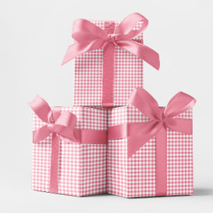 Papel De Presente Xadrez Rosa Pequeno