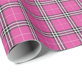 Papel De Presente Xadrez Rosa Romântica