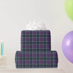 Papel De Presente Xadrez Roxo Azul Turquesa Elegante