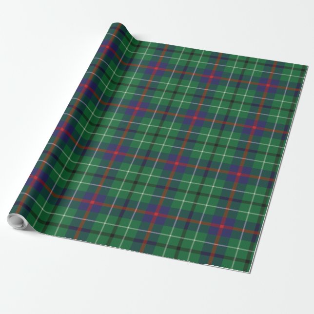 Papel De Presente Xadrez russa Clan Duncan Green Tartan (Desenrolado)