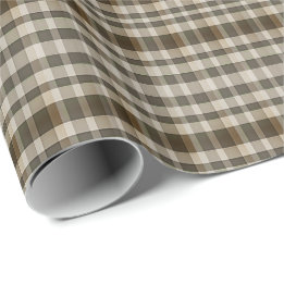 Papel De Presente Xadrez Rustic Brown e Tan