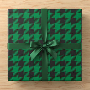Papel De Presente Xadrez Rustic Green Buffalo