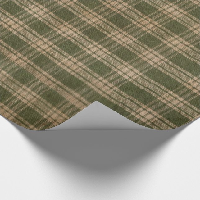 Papel De Presente Xadrez Rustic Green Country Homespun (Ponta)