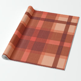 Papel De Presente Xadrez Rustic Orange Autumn Fall Tartan Wraping P