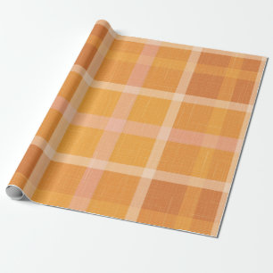 Papel De Presente Xadrez Rustic Orange Autumn Fall Wraps Tartan Wrap