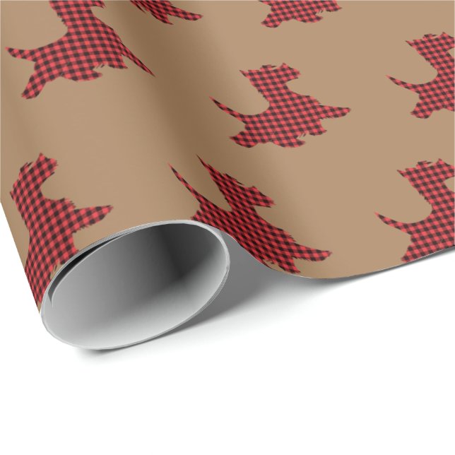 Papel De Presente Xadrez Scottie Dog Gift Wrapping Paper Scotty (Ponta do rolo)