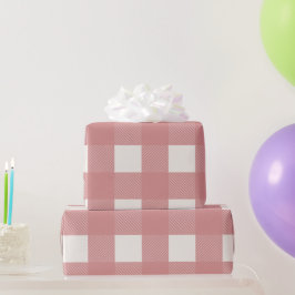 Papel De Presente Xadrez Simples de Na moda de Buffalo Check Rosa