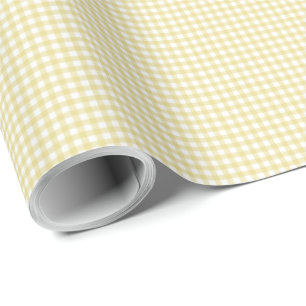 Papel De Presente Xadrez simples de pequenos cheques, gingham amarel