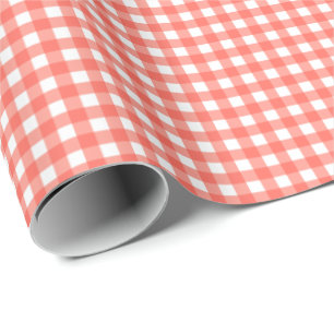 Papel De Presente Xadrez Simples Rosa de Morango