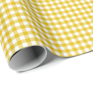 Papel De Presente Xadrez Simples Saffron Amarelo